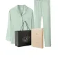 Women's Long-Sleeved Top+Pants Clothing Set (Fruit Green)-Pure Cotton Comfortable/Lapel Top/Medium-Thick Clothing Set