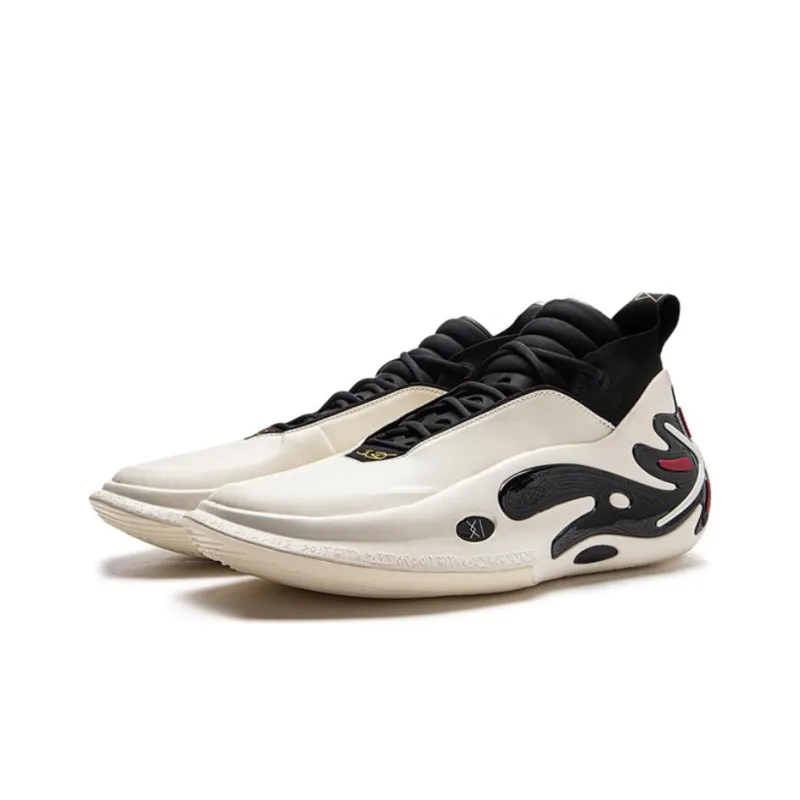 LINING Wow11 Basketball Shoes Men Mid Top White Black-2