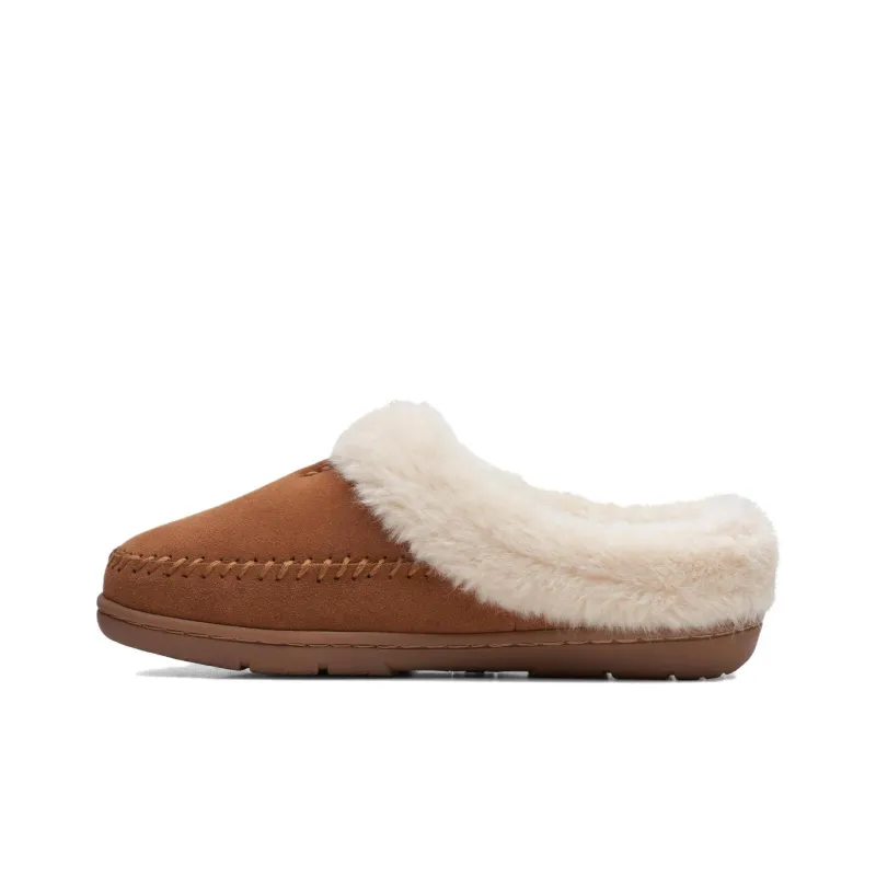 Clarks Rubber Sole Wrap-toe Slippers Women's Tan-1