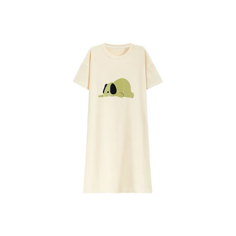Tianmicat Nightgown Women's Beige Apricot-0