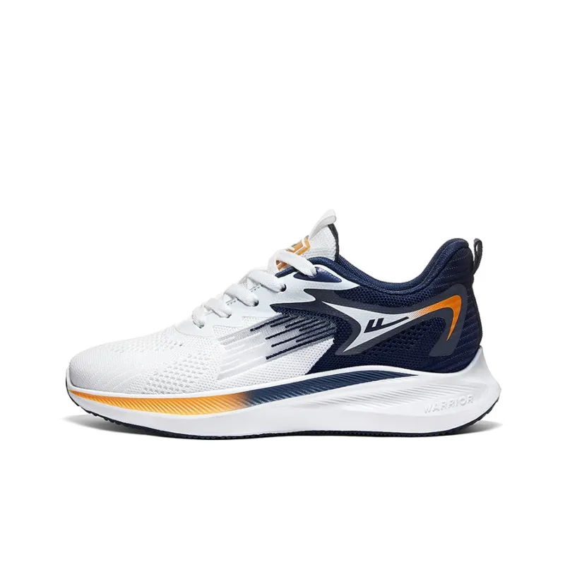 Warrior Cushioning Rebound Breathable Low Top Casual Running Shoes Men's White Dark Blue-0