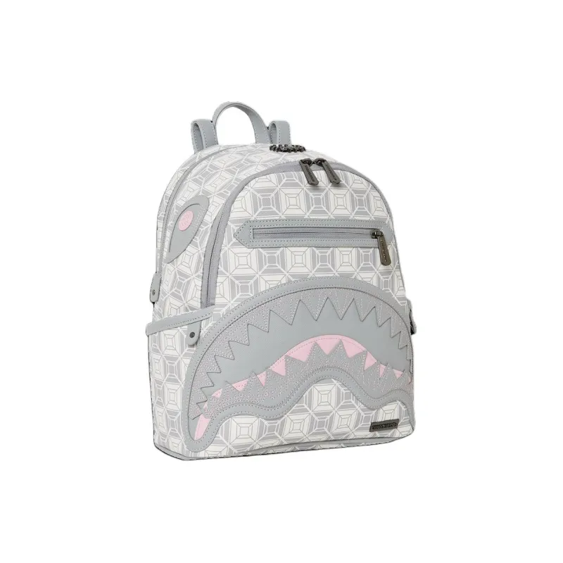 SPRAYGROUND Ai SANDFLOWER Collaboration Artificial Leather Backpack Unisex Gray-1
