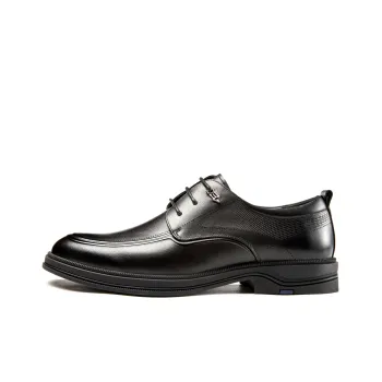 AOKANG Embossed Lace-Up Comfortable Commuter Shoes Dress Shoes Men's Black