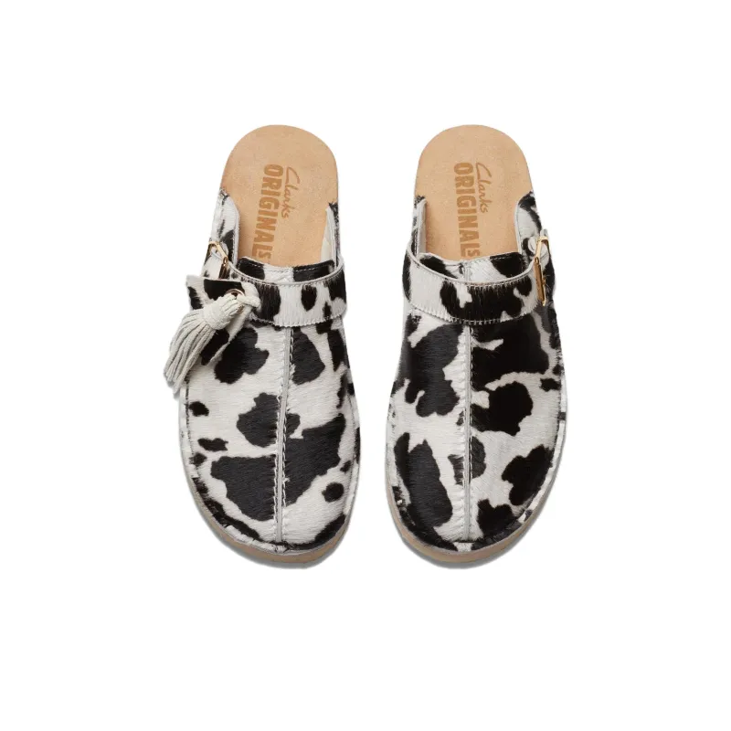 Clarks Closed Toe Slippers Women's Black White-3