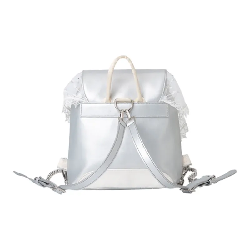 Puui PU Backpack Regular Women's White/Silver-2