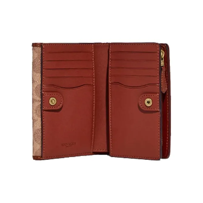 COACH Studio Canvas With Leather Clutch Wallet Women's Brown-2