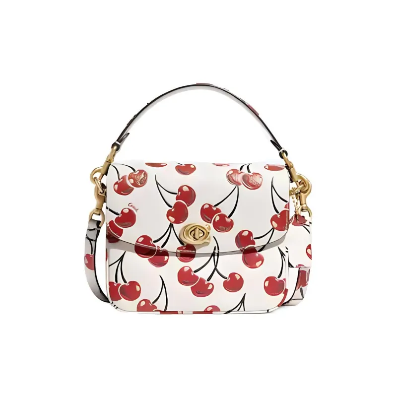 COACH Cassie Leather Handbag, Crossbody Bag Trumpets Women's White Red-0