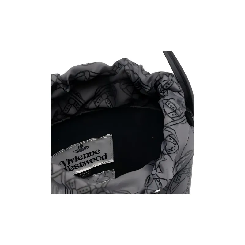 Vivienne Westwood DAISY Recycled Polyester Bucket Bag, Shoulder Bag, Crossbody Bag, Handbag Women's Gray/Black-2