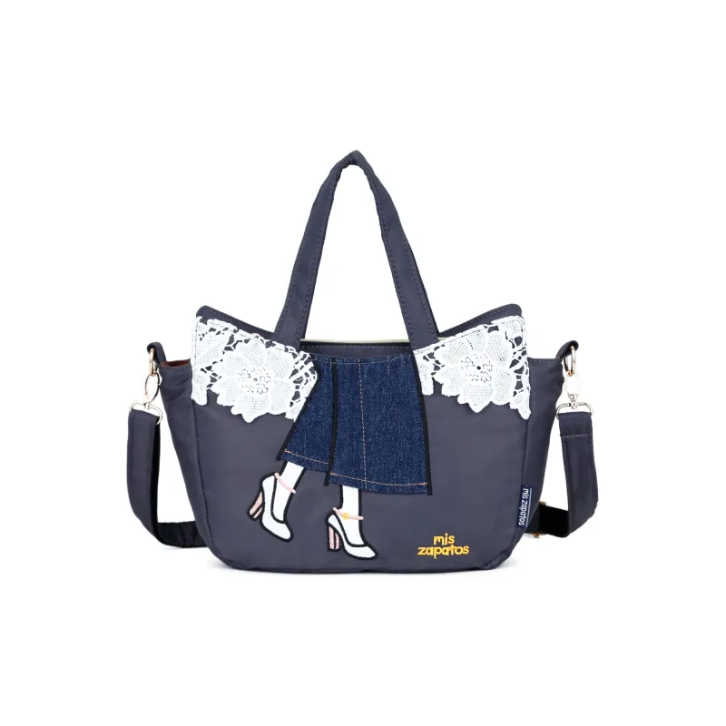 MISZAPATOS Nylon Shoulder Bag Regular Women's Gray/Black/Apricot-0