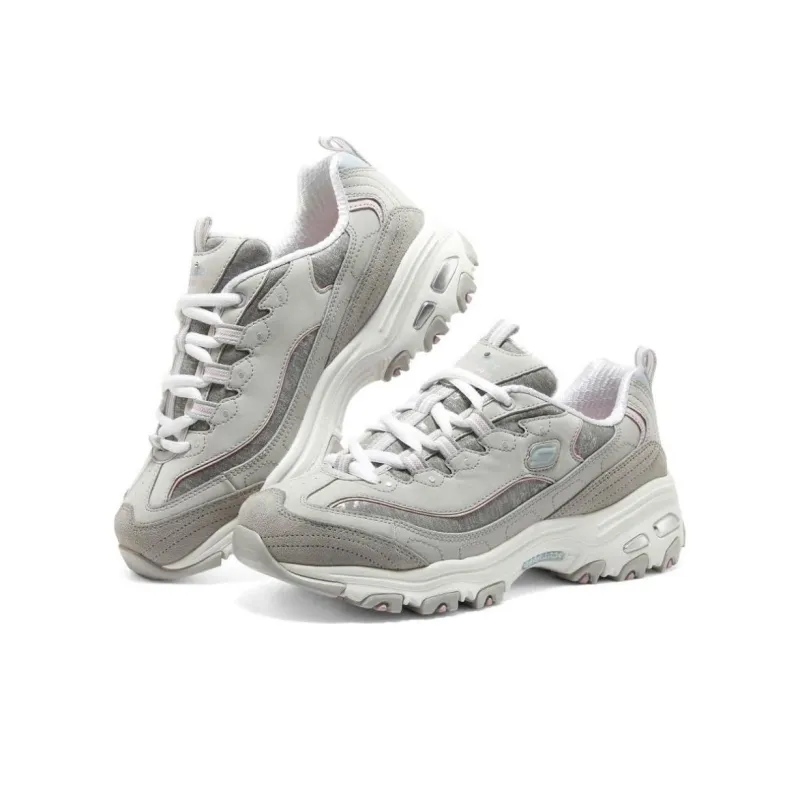 Skechers DLITES WOMEN Cushioning Low Top Chunky Sneakers Women's Gray Pink-4
