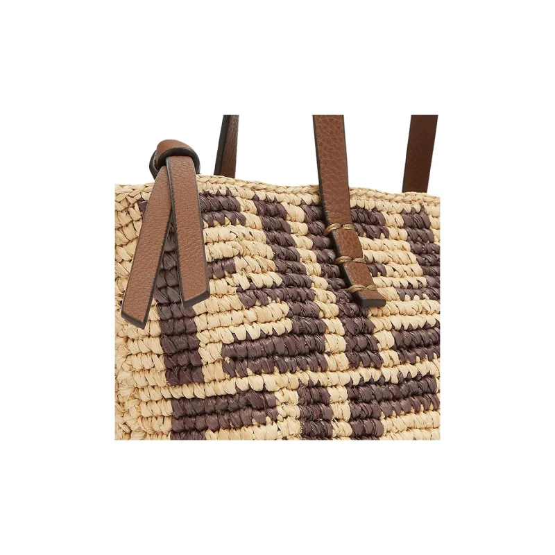FENDI Raffia Handbag Shoulder Bag Crossbody Bag Mini Women's Brown-4