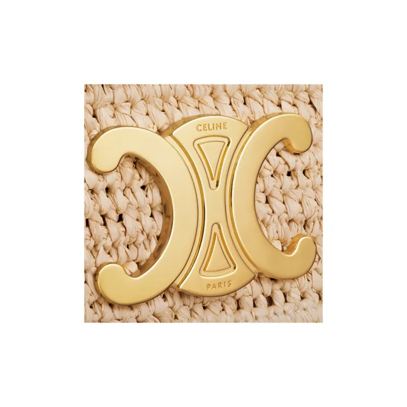 CELINE Straw Woven Shoulder Bag Women's Natural/Tan-4