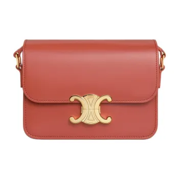 CELINE Triomphe Calfskin Portable Crossbody Bag Shoulder Bag Women's Red Canyon