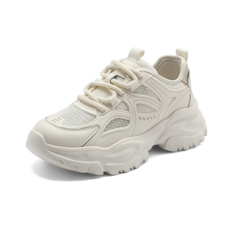 BELLE Abrasion-Resistant Slip-Resistant Low-Top Chunky Sneakers Women's _Nsec Beige Black-9
