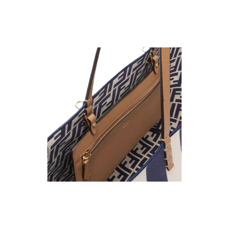 FENDI Jacquard Fabric Tote Bag, Shopping Bag, Handbag Large Size Women's Midnight Blue-5