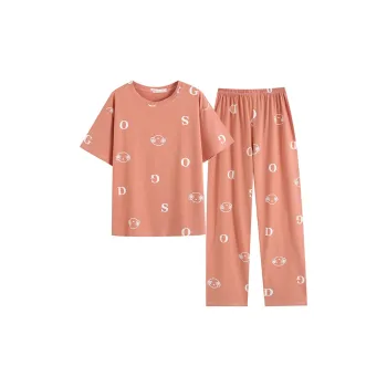 CAIHENGTONG Pajama Set Women's Orange Red