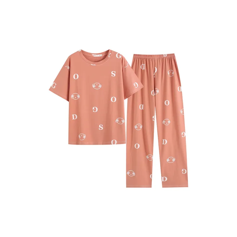 CAIHENGTONG Pajama Set Women's Orange Red-0