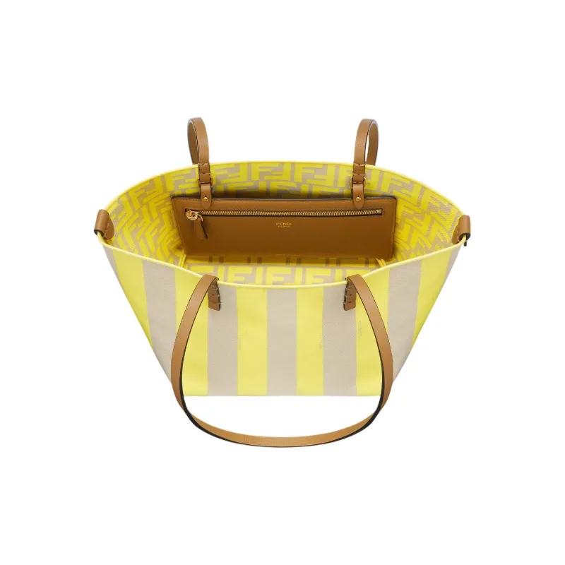 FENDI Jacquard Fabric Tote Bag Shopping Bag Handbag Shoulder Bag Women's Yellow-4