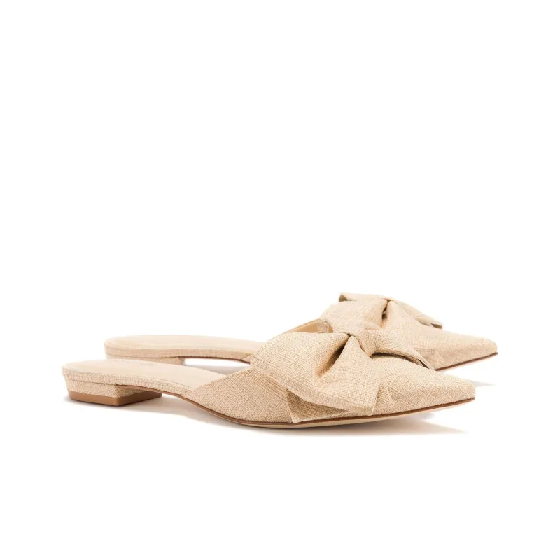 Larroude Wrap-toe Slippers Women's Beige-3