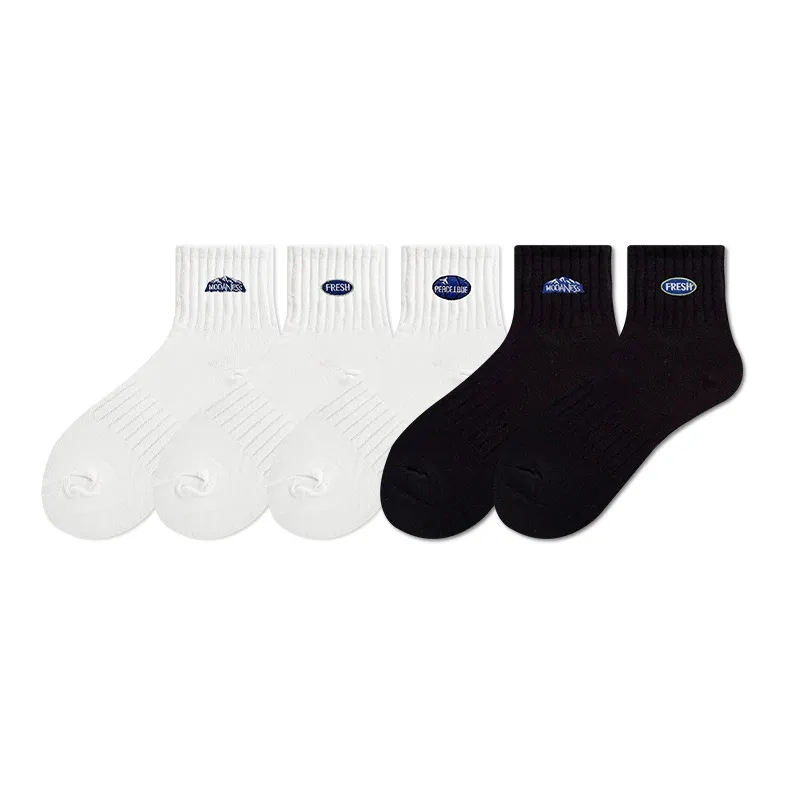 COTTON CHEESE Mid Calf Socks Men's 5 Pack Mixed Color-0