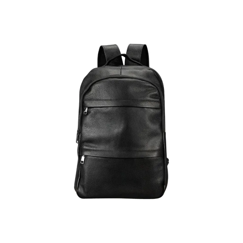CMLZIUA Top Grain Cow Leather Backpack Regular Unisex Black-0