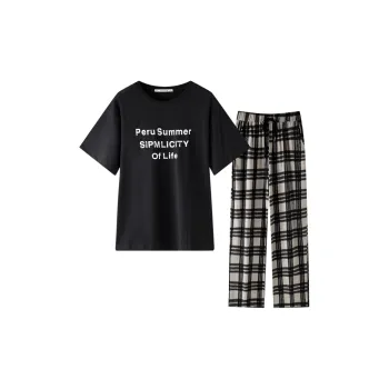 MEITENG Pajama Set Summer Women's Black