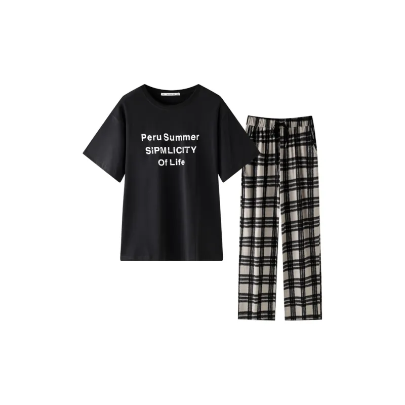 MEITENG Pajama Set Summer Women's Black-0