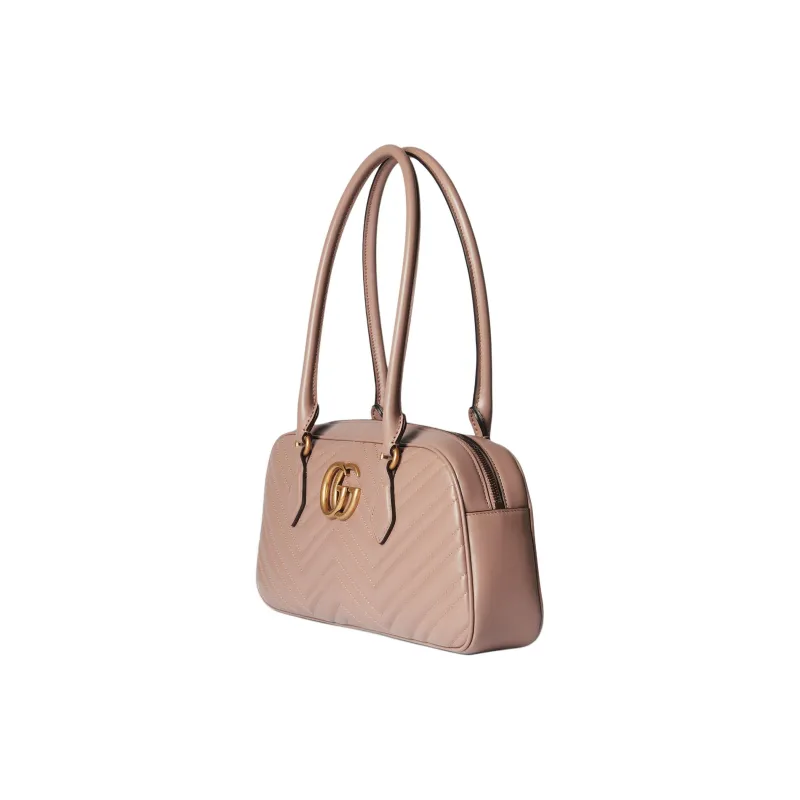 GUCCI GG Marmont Leather One Shoulder Handbag Medium Size Women's Dark Pink-1