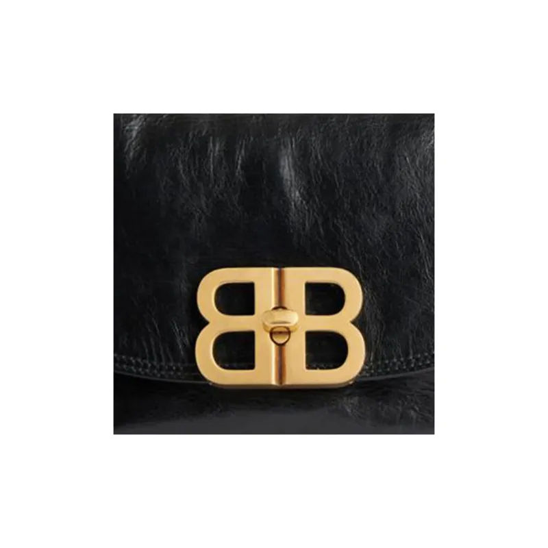 Balenciaga Logo Calfskin Small Handle Shoulder Bag Women's Black-5