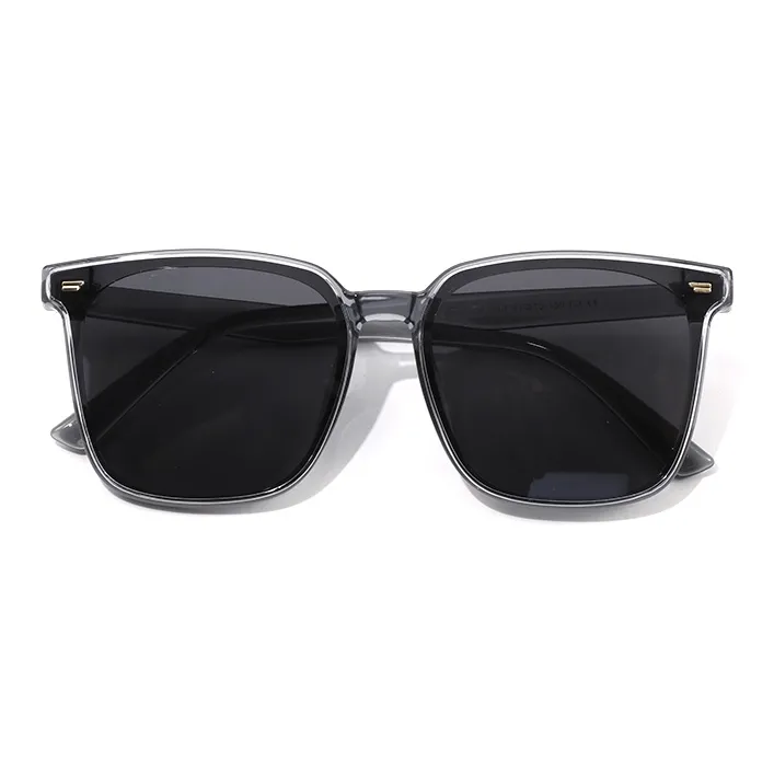 RUOYUN Square Sunglasses Unisex Black-4