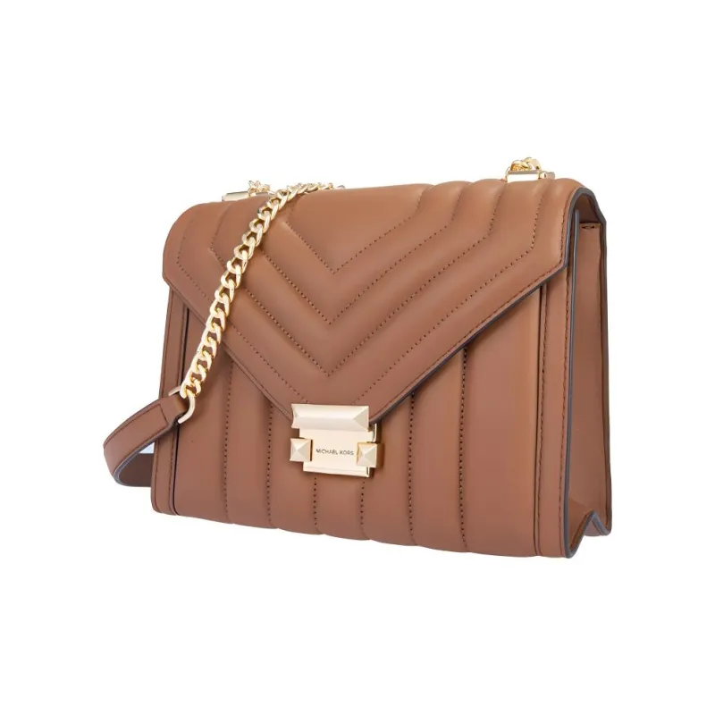 MICHAEL KORS Whitney Embossed Goat Skin Envelope Bag Shoulder Bag Crossbody Bag Large Size Women's Caramel Brown-2