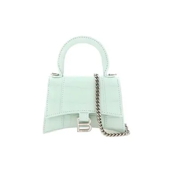 Balenciaga Hourglass Calfskin Hourglass Bag, Shoulder Bag, Crossbody Bag, Handbag Mini Women's Light Green