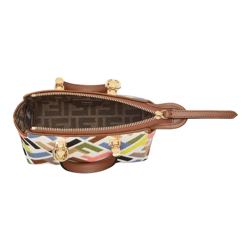 FENDI By The Way Series Embroidered Canvas Handbag Shoulder Bag Crossbody Bag Mini Women's Multicolor-3