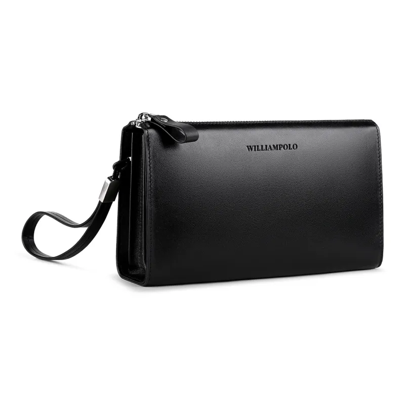 WilliamPOLO Cow Leather Clutch Anti Theft Handle Envelope Bag Multifunction Cell Phone Pouch Regular Men's Multicolor-3