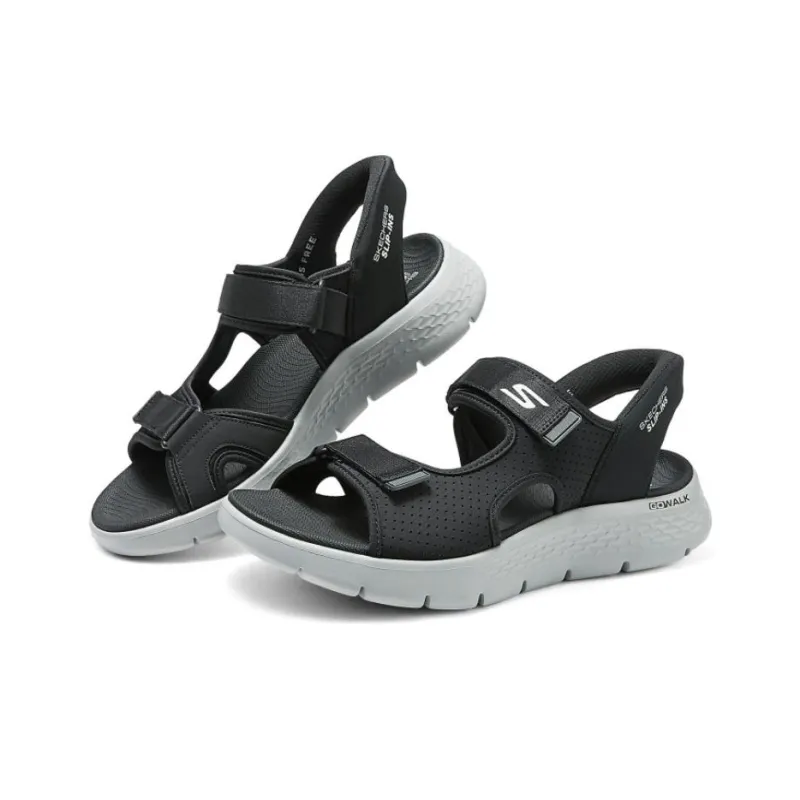 Skechers Go Walk Fle One Strap Sandals Men's Black Gray-4