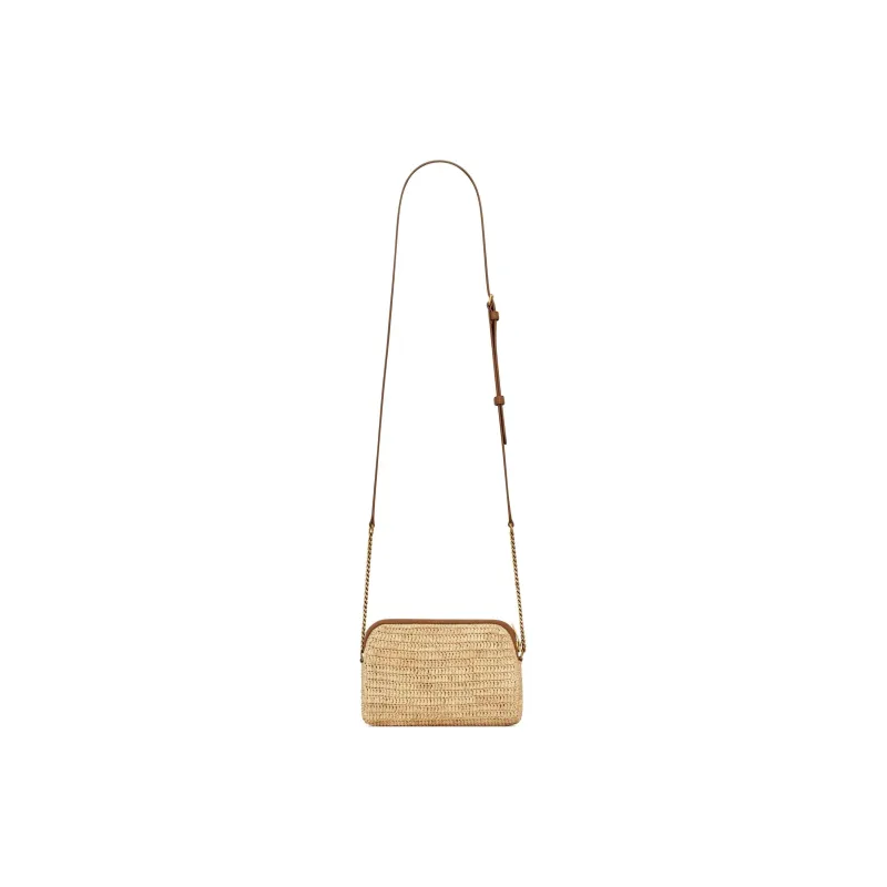 SAINT LAURENT GABY Raffia With Calfskin And Cow Leather Shoulder Bag, Crossbody Bag Unisex Beige-3