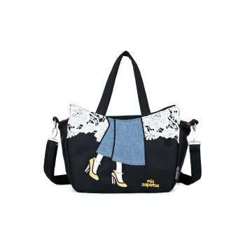 MISZAPATOS Nylon Shoulder Bag Regular Women's Gray/Black/Apricot