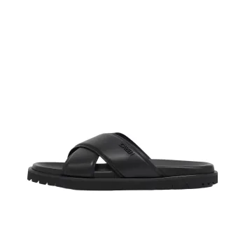 VERSACE Logo lettering Leather Slides
