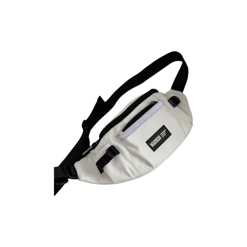 Warrior Nylon Fabric Sling Bag, Fanny Pack, Crossbody Bag Unisex White/Black-1
