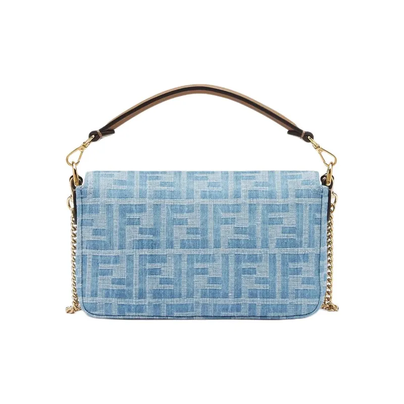 FENDI Baguette Polyurethane With Polyamide And Cotton One Shoulder Handbag Crossbody Bag Mini Women's Light Blue-2