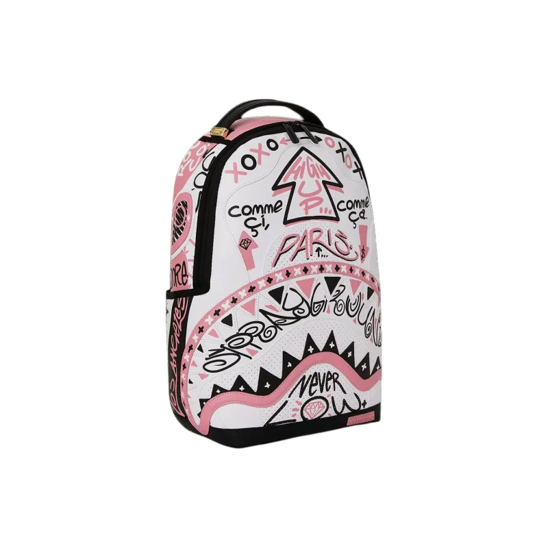 SPRAYGROUND Faux Leather Backpack Women's Pink Black-1
