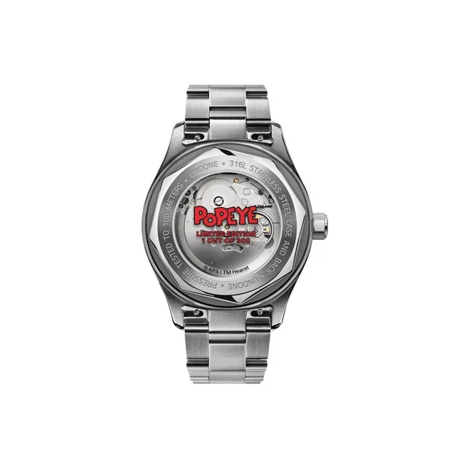 UNDONE Popeye Automatic Mechanical Movement Steel Strap Watch Men's Watches Black Dial-1