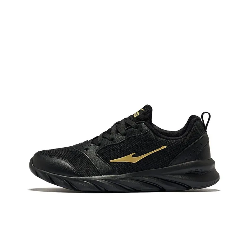 Erke Durable Breathable Low Top Running Shoes Men's Jet Black King Gold-0