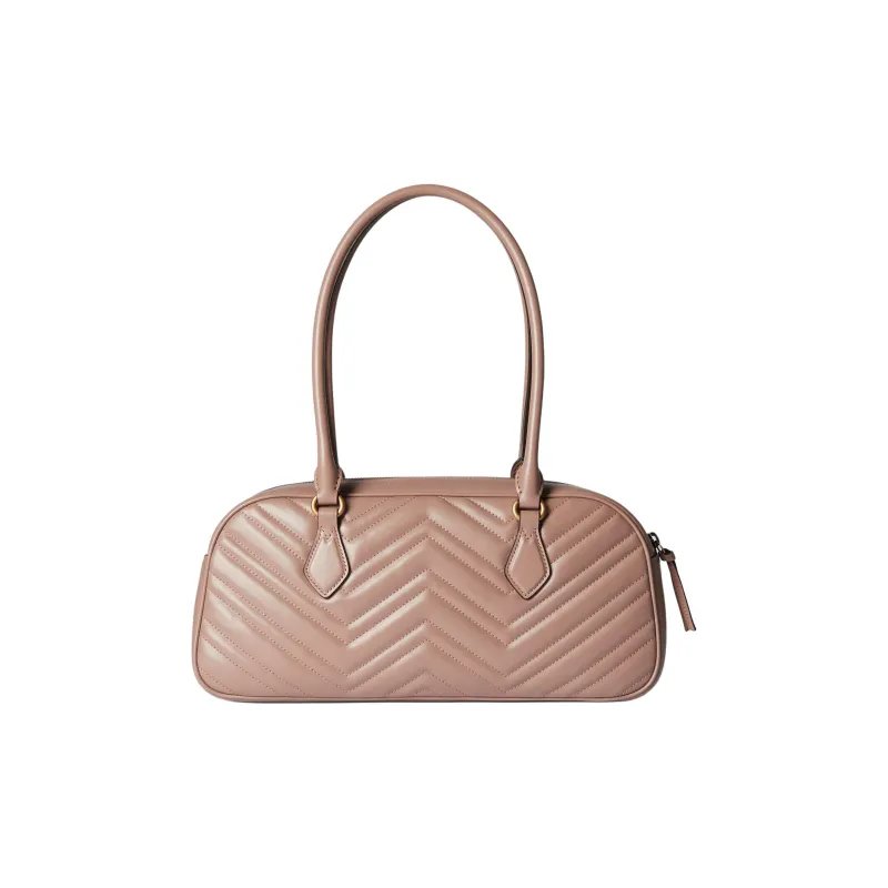 GUCCI GG Marmont Leather One Shoulder Handbag Medium Size Women's Dark Pink-2