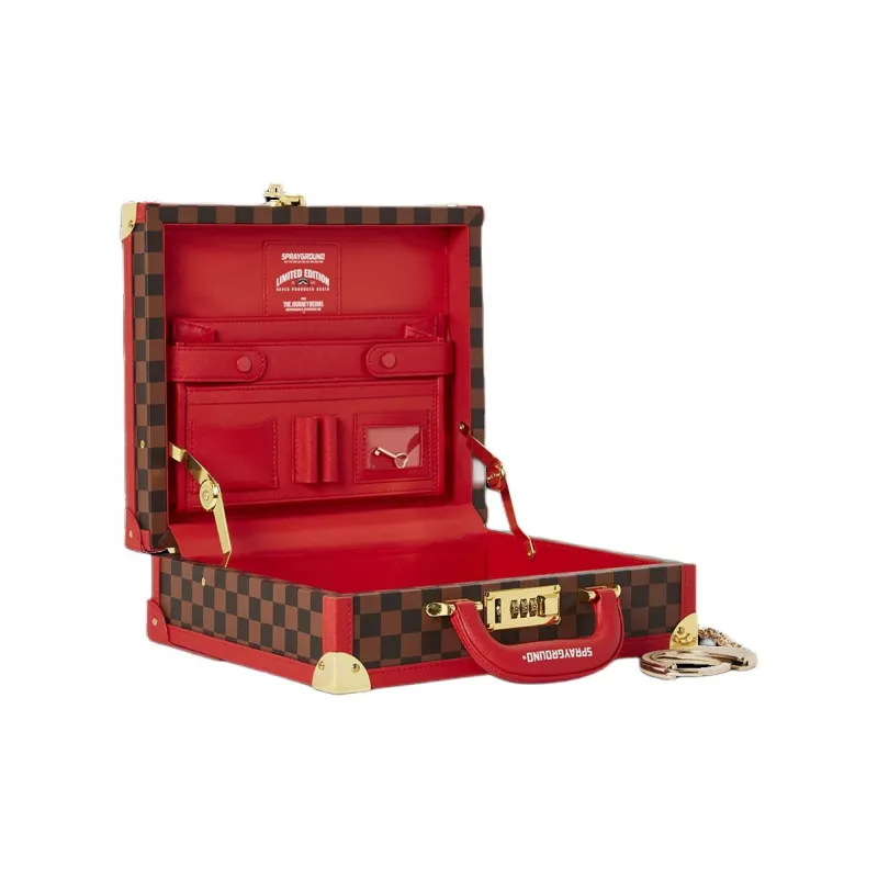SPRAYGROUND Vegan Leather Briefcases Handbags Unisex Red Brown-6