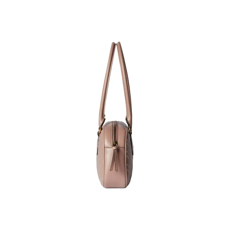 GUCCI GG Marmont Leather One Shoulder Handbag Medium Size Women's Dark Pink-3