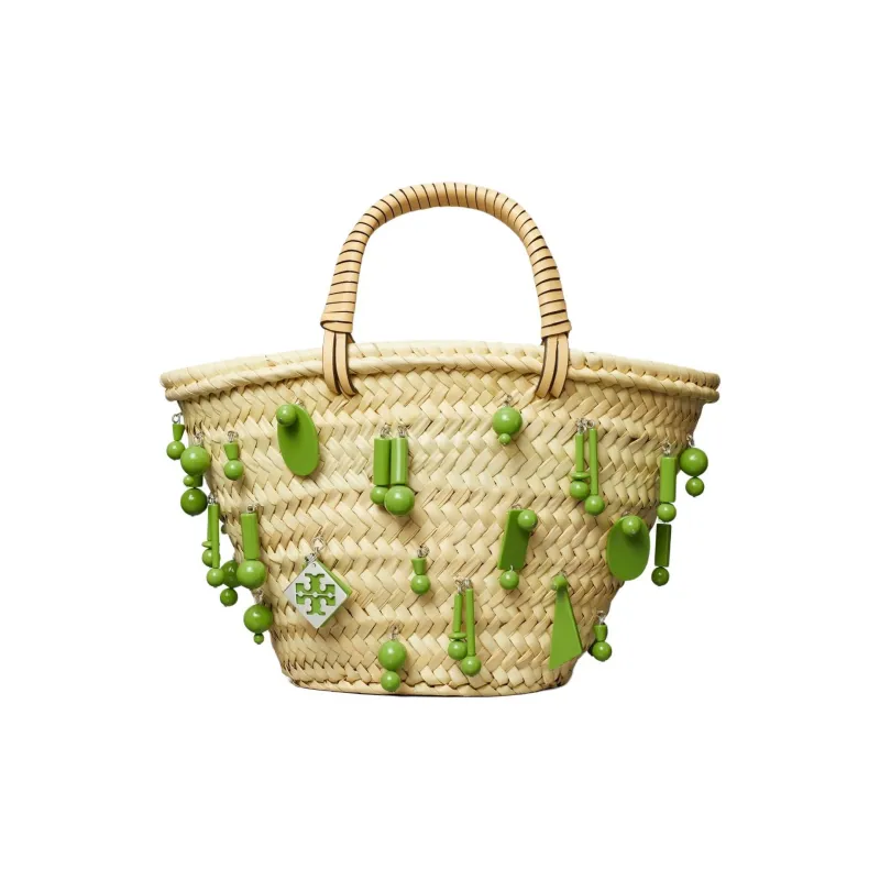 TORY BURCH Raffia With Leather Trim Handbag Trumpets Women's Wild Leaf-0