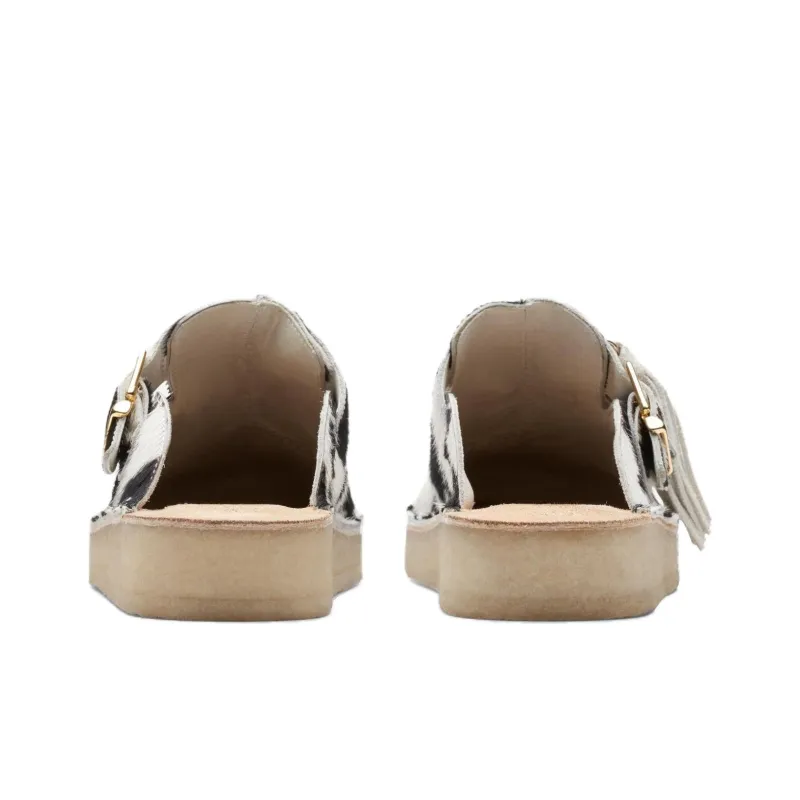 Clarks Closed Toe Slippers Women's Black White-4