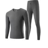 Long-Sleeved Top+Pants Clothing Set (Downpour Gray)-Thermal Fleece/AAA Antibacterial/Seamless Cut