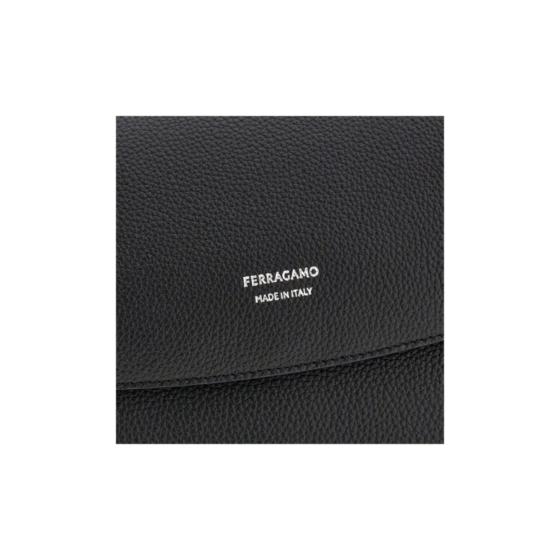 FERRAGAMO Stamped Calfskin Fanny Pack Men's Black-3